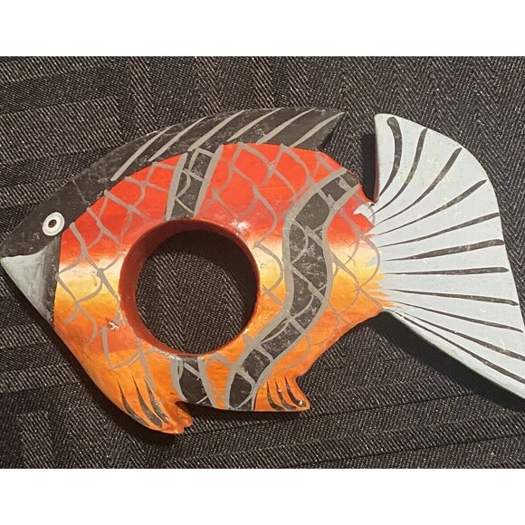 Tropical fish Wooden hand painted napkin holders set of 10 - Picture 5 of 6